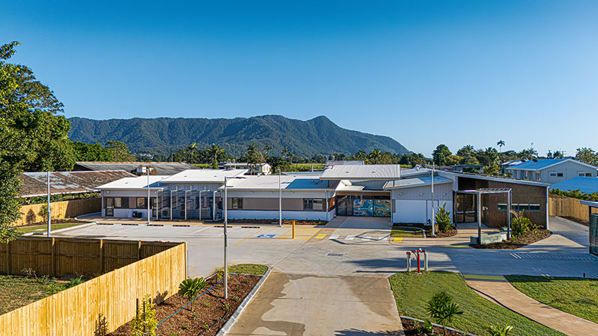 Image of clean and newly completed building under a blue sky