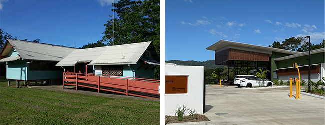 Old Cow Bay Primary Health Centre next to new building opened Aug 2025