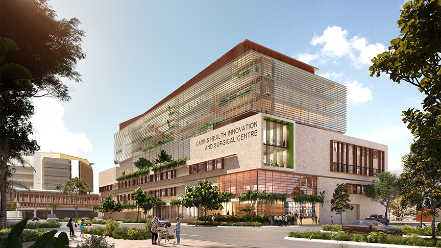 Artist impression of new Cairns Health Innovation and Surgical Centre