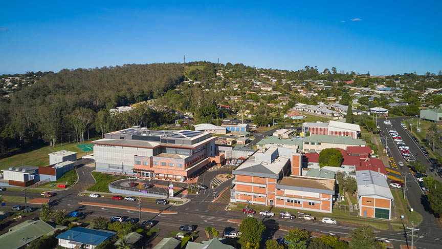 Aerial view of Atherton Hospital